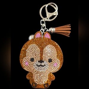 Cute Rhinestone Chipmunk Bag Charm Keychain